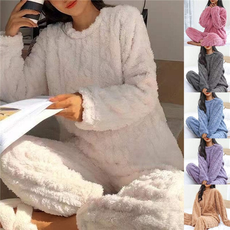 Fleece pyjama | Lange Mouwen | Warm | Donzige Pyjama | Dames Loungewear-Boutique Moda