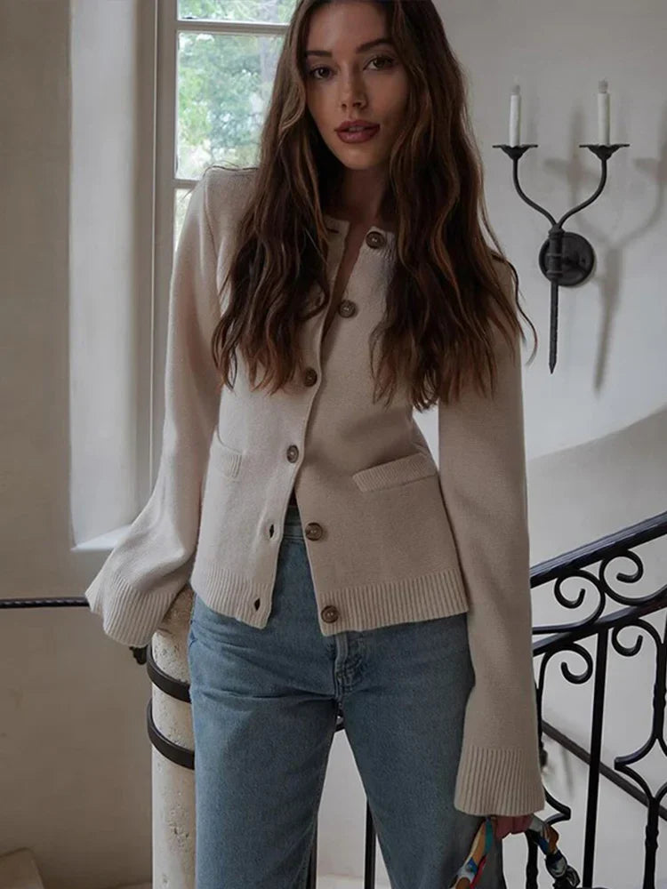 Gebreid Vest | Lange Mouw | Zakken | Button-Up Vest | Dameskleding-Boutique Moda