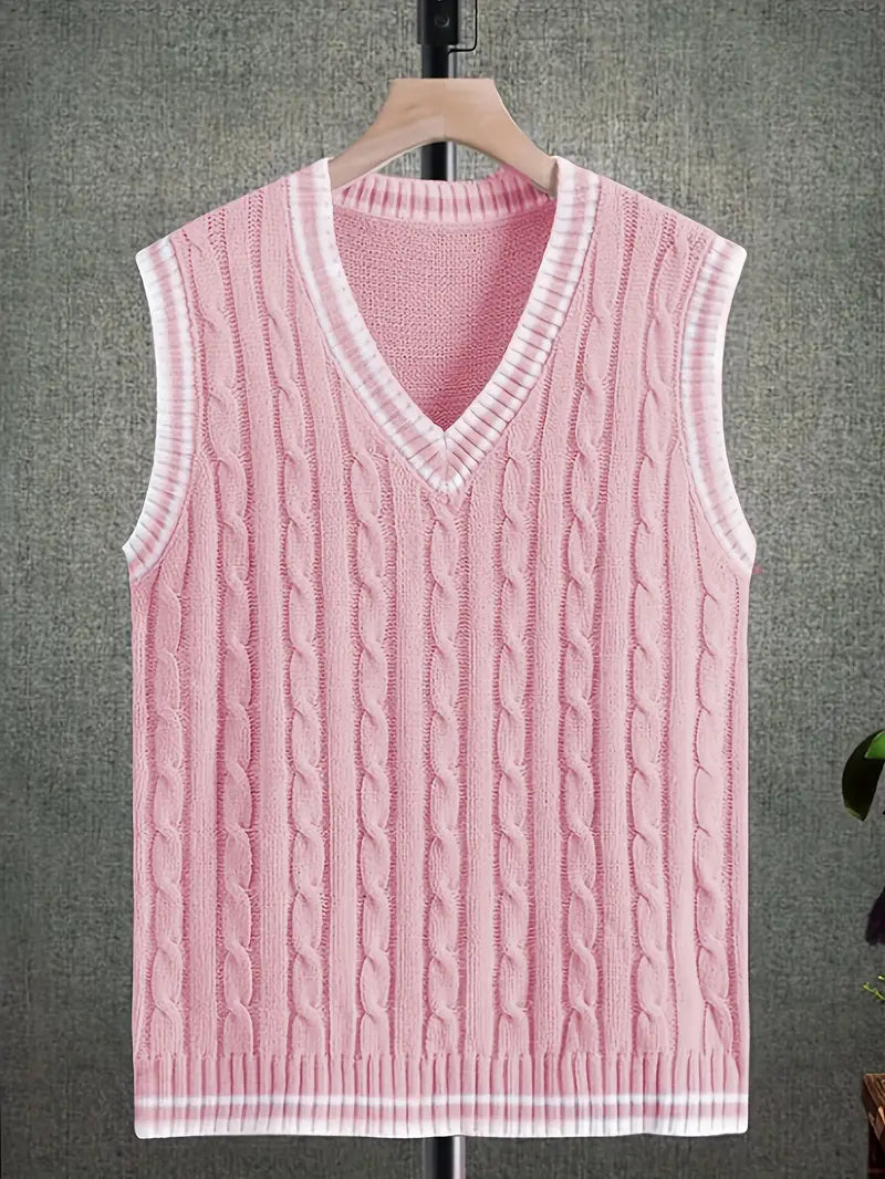 Gebreid vest | Kabelbreisel | Trui | Sweatervest | Herenvest-Boutique Moda