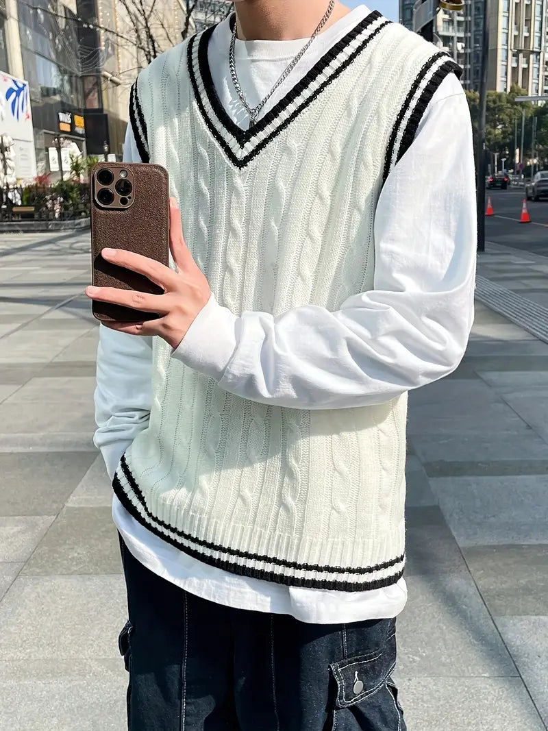 Gebreid vest | Kabelbreisel | Trui | Sweatervest | Herenvest-Boutique Moda
