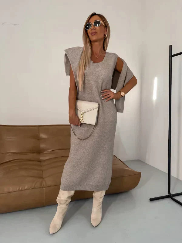 Gebreide Tweedelige Set - Gebreide jurk - Coltrui - Gebreide tweedelige set - Dameskleding-Boutique Moda