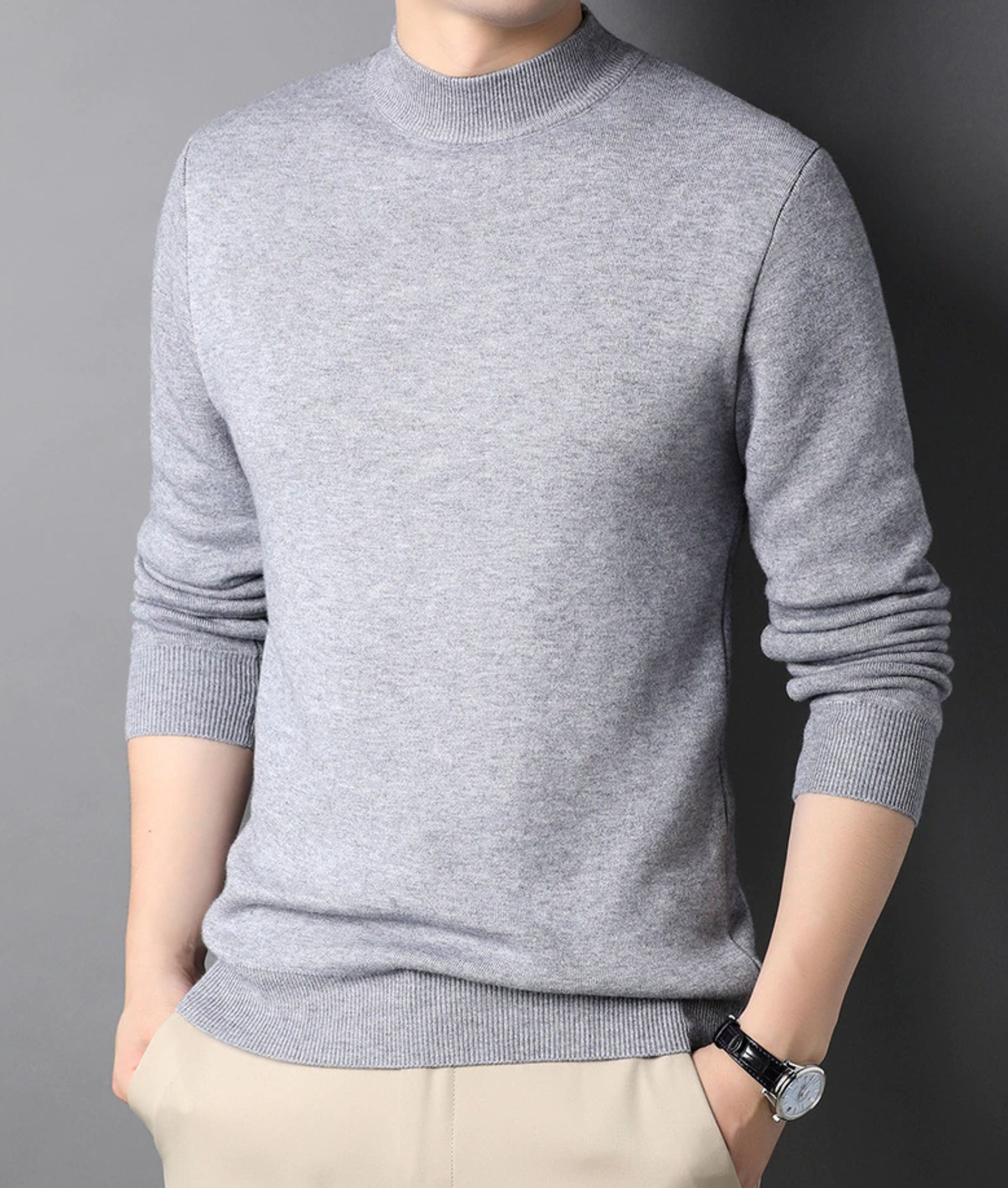 Gebreide trui - Effen coltrui voor heren-Boutique Moda