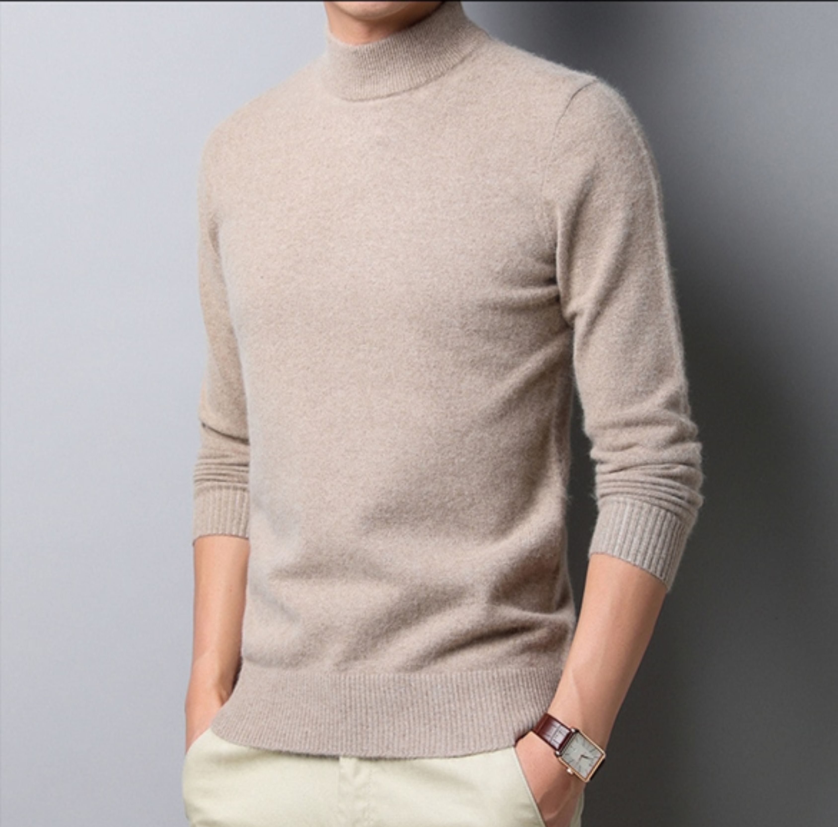 Gebreide trui - Effen coltrui voor heren-Boutique Moda