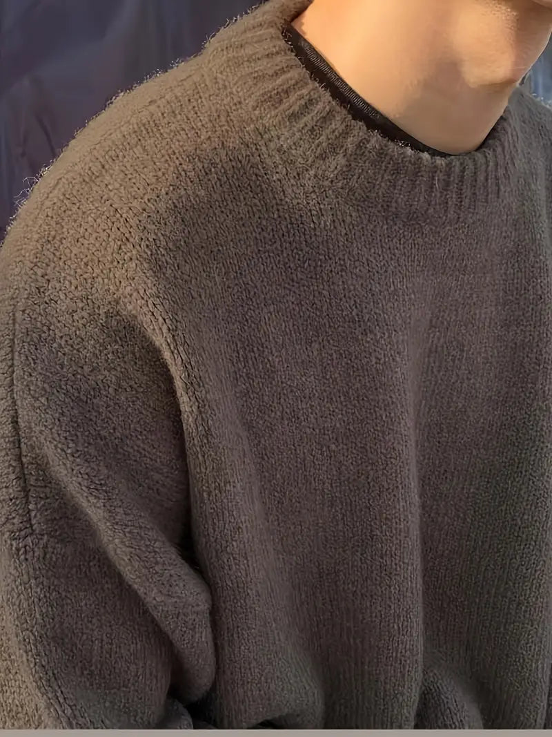Gebreide trui - Relaxed fit pullover met ronde hals voor heren-Boutique Moda