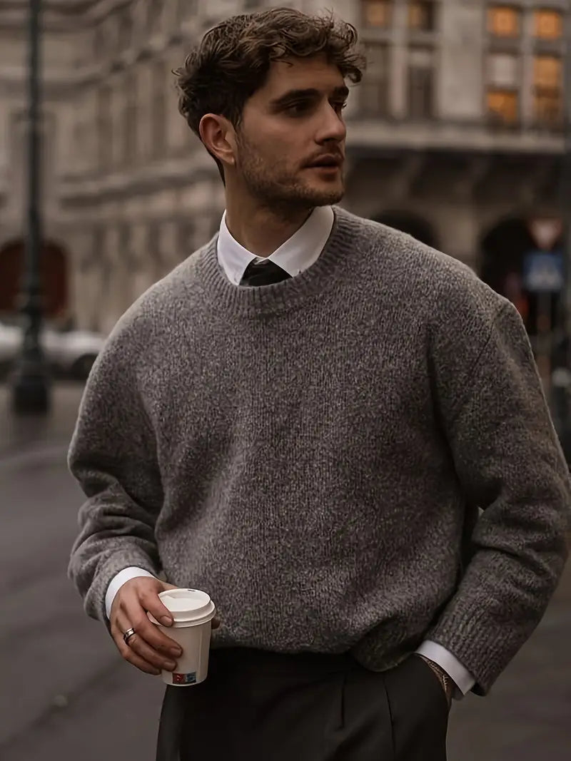 Gebreide trui - Relaxed fit pullover met ronde hals voor heren-Boutique Moda