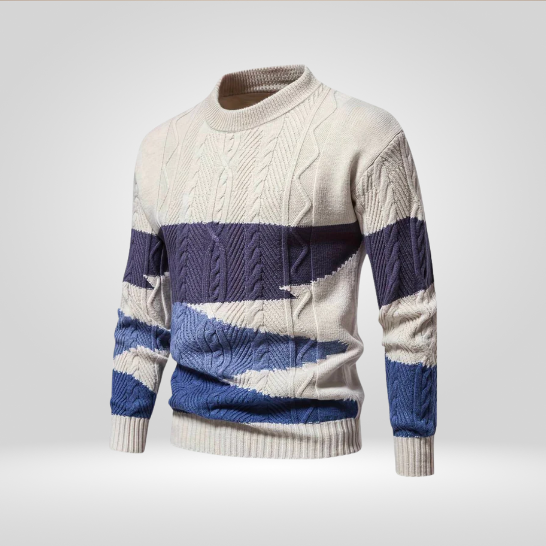 Gebreide trui | Ronde hals | Vlechtpatroon | Trui | Heren trui-Boutique Moda