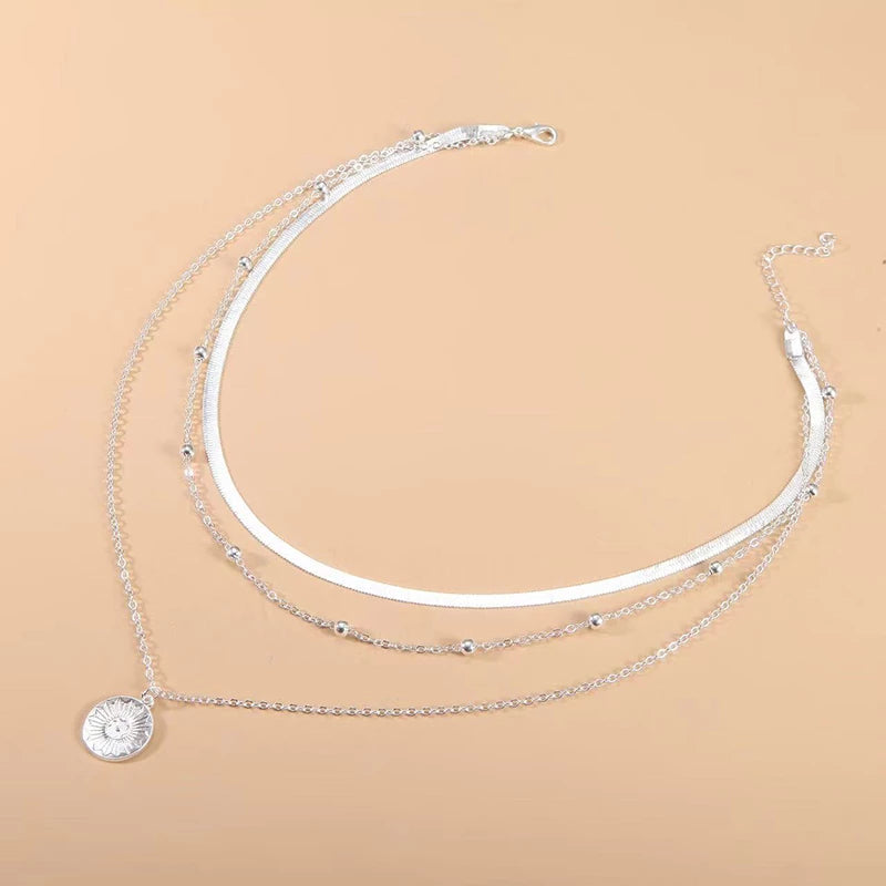 Gelaagde ketting - Stijlvol - 3 lagen - Zilveren ketting - Damesketting-Boutique Moda