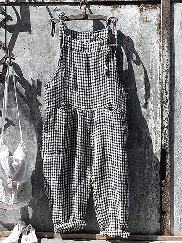 Gestreepte jumpsuit - Los model - Mouwloos - Gestreepte overall - Dungaree Dameskleding-Boutique Moda