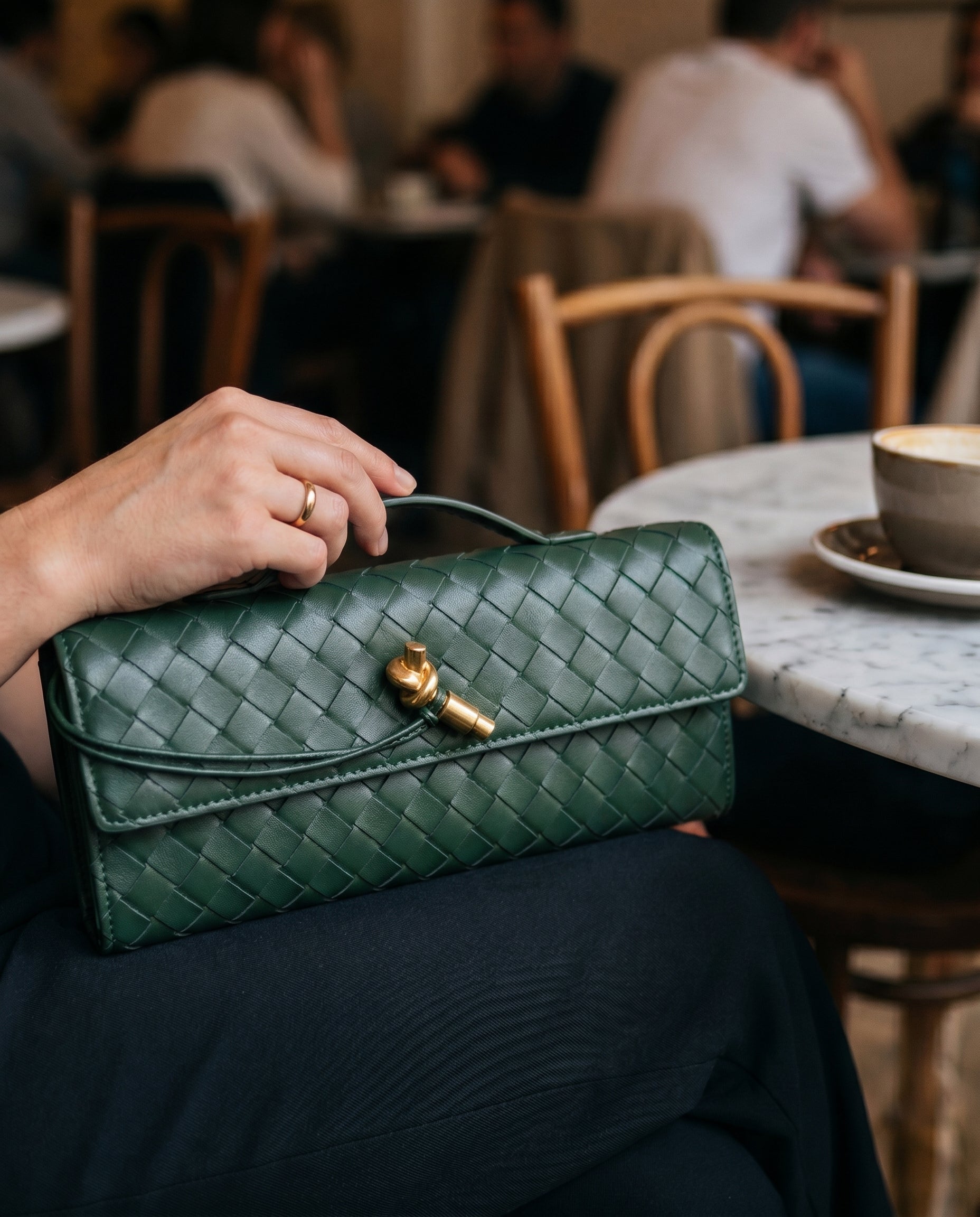 Schoudertas Dames – Gevlochten Kunstleren Clutch met Crossbody Band-Boutique Moda