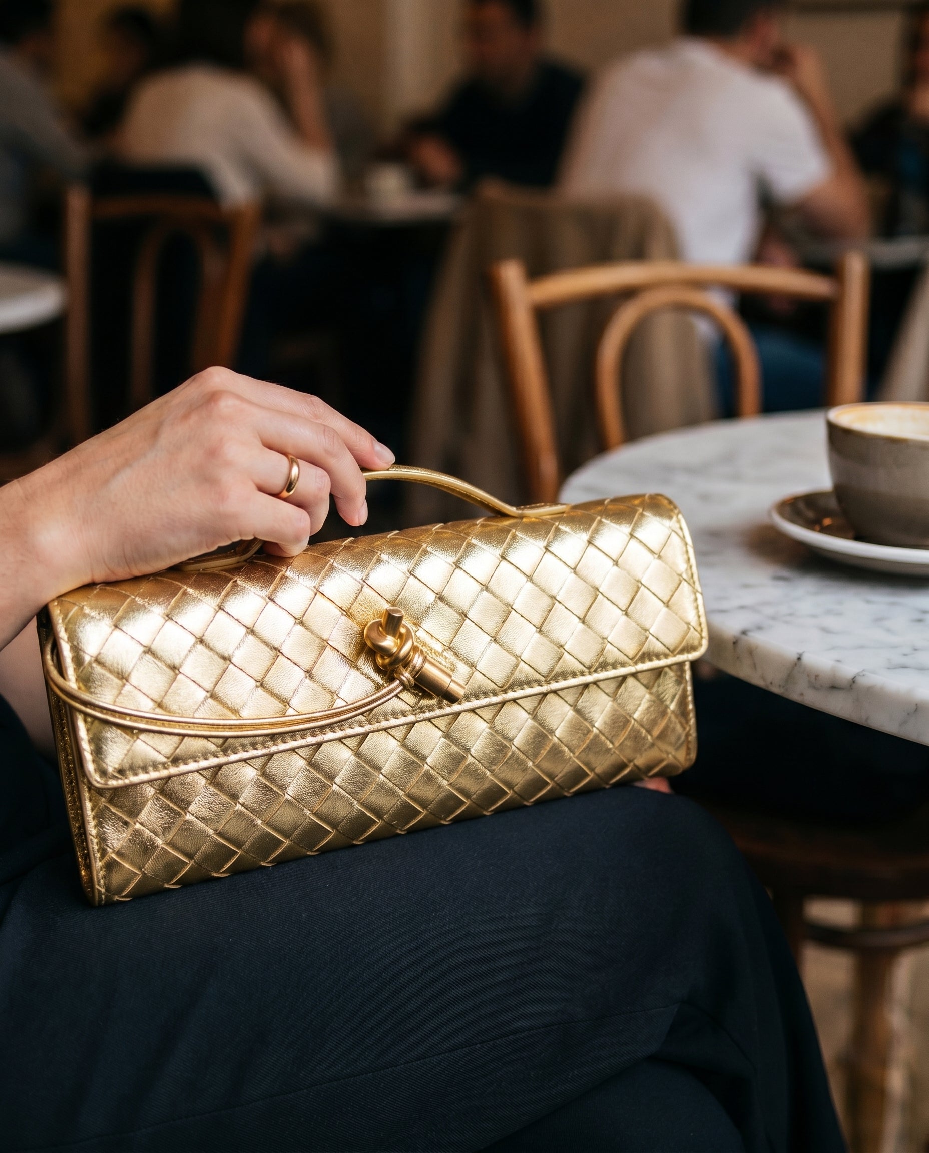 Schoudertas Dames – Gevlochten Kunstleren Clutch met Crossbody Band-Boutique Moda