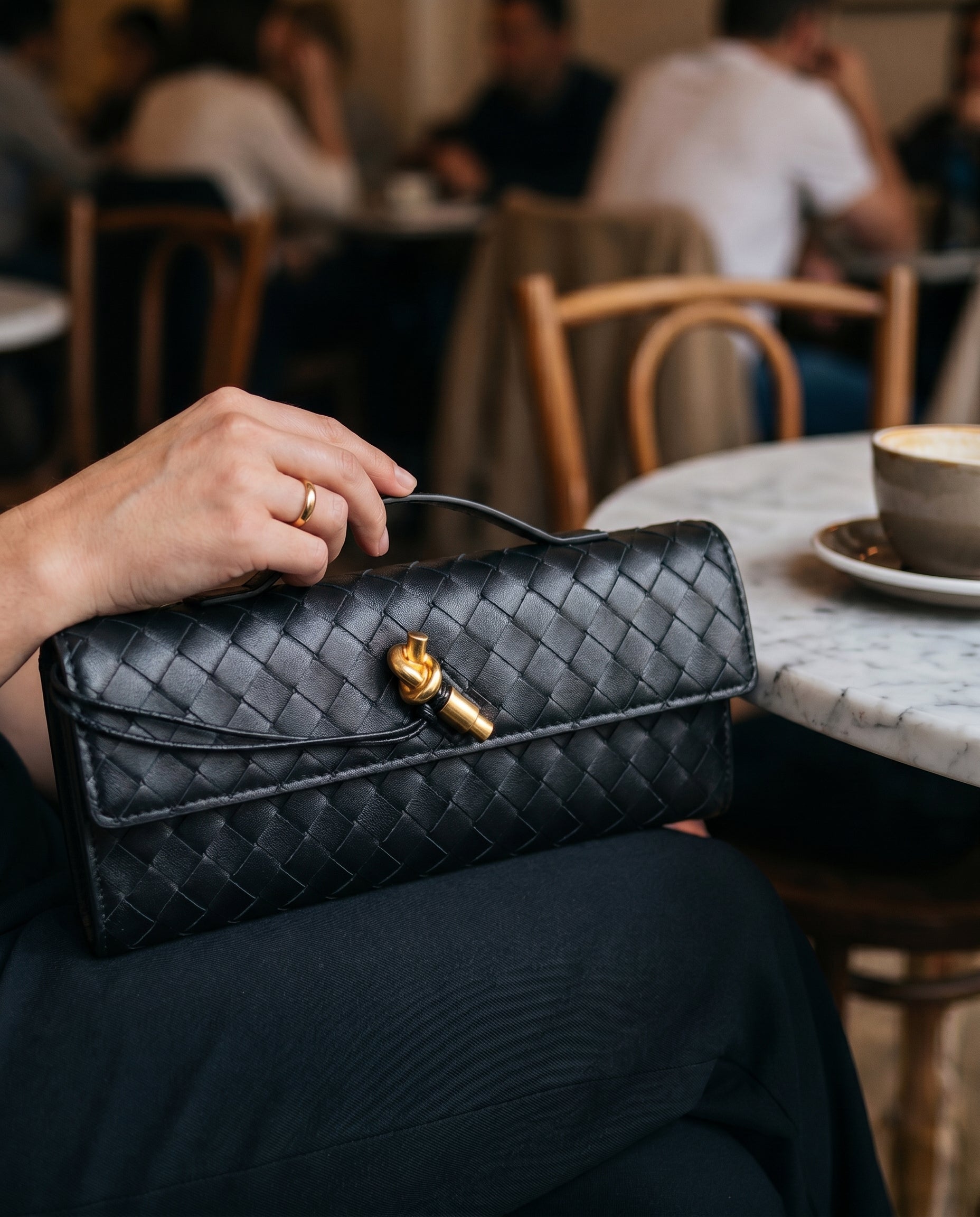 Schoudertas Dames – Gevlochten Kunstleren Clutch met Crossbody Band-Boutique Moda