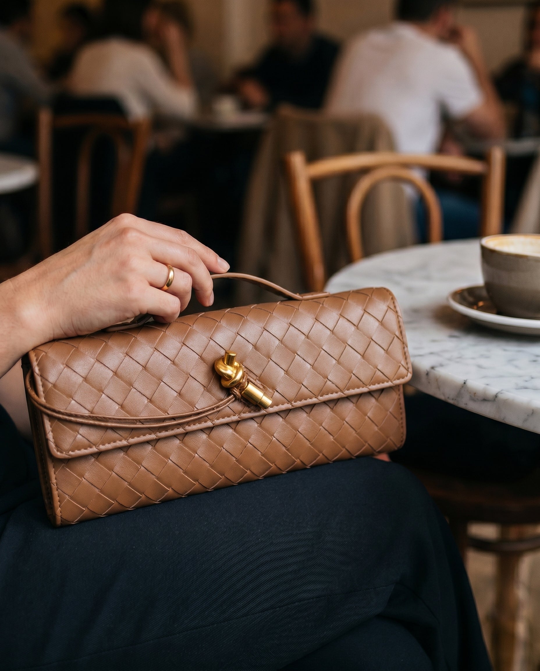 Schoudertas Dames – Gevlochten Kunstleren Clutch met Crossbody Band-Boutique Moda
