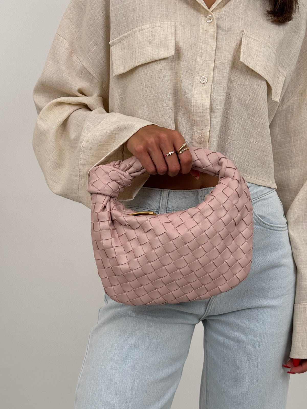 Gevlochten Tas Dames: Kleine Knooptas met Ritssluiting-Boutique Moda