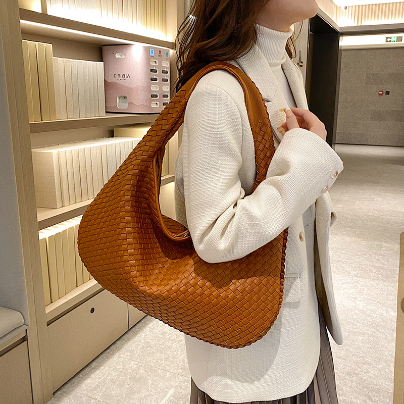 Gevlochten tas - Medium geweven slouchy hobotas voor dames-Boutique Moda