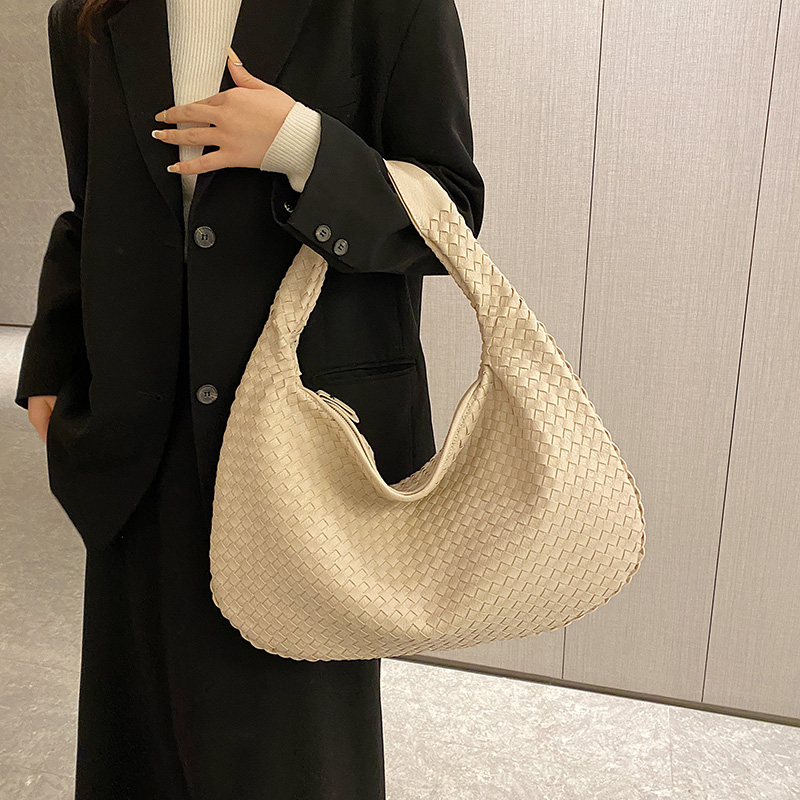 Gevlochten tas - Medium geweven slouchy hobotas voor dames-Boutique Moda