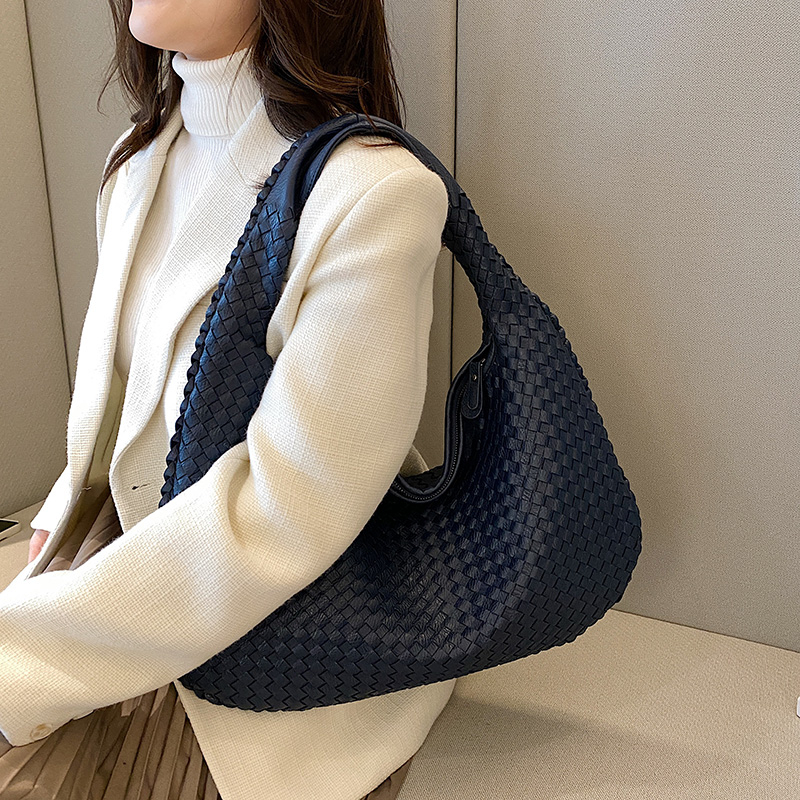 Gevlochten tas - Medium geweven slouchy hobotas voor dames-Boutique Moda