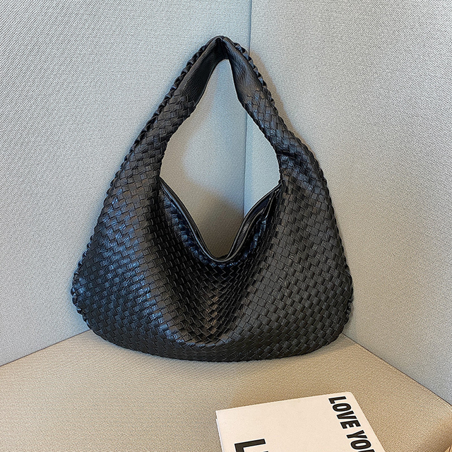 Gevlochten tas - Medium geweven slouchy hobotas voor dames-Boutique Moda
