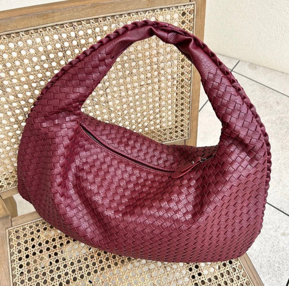 Geweven Tas - Vegan Leer - Rits - Schoudertas - Handtas-Boutique Moda