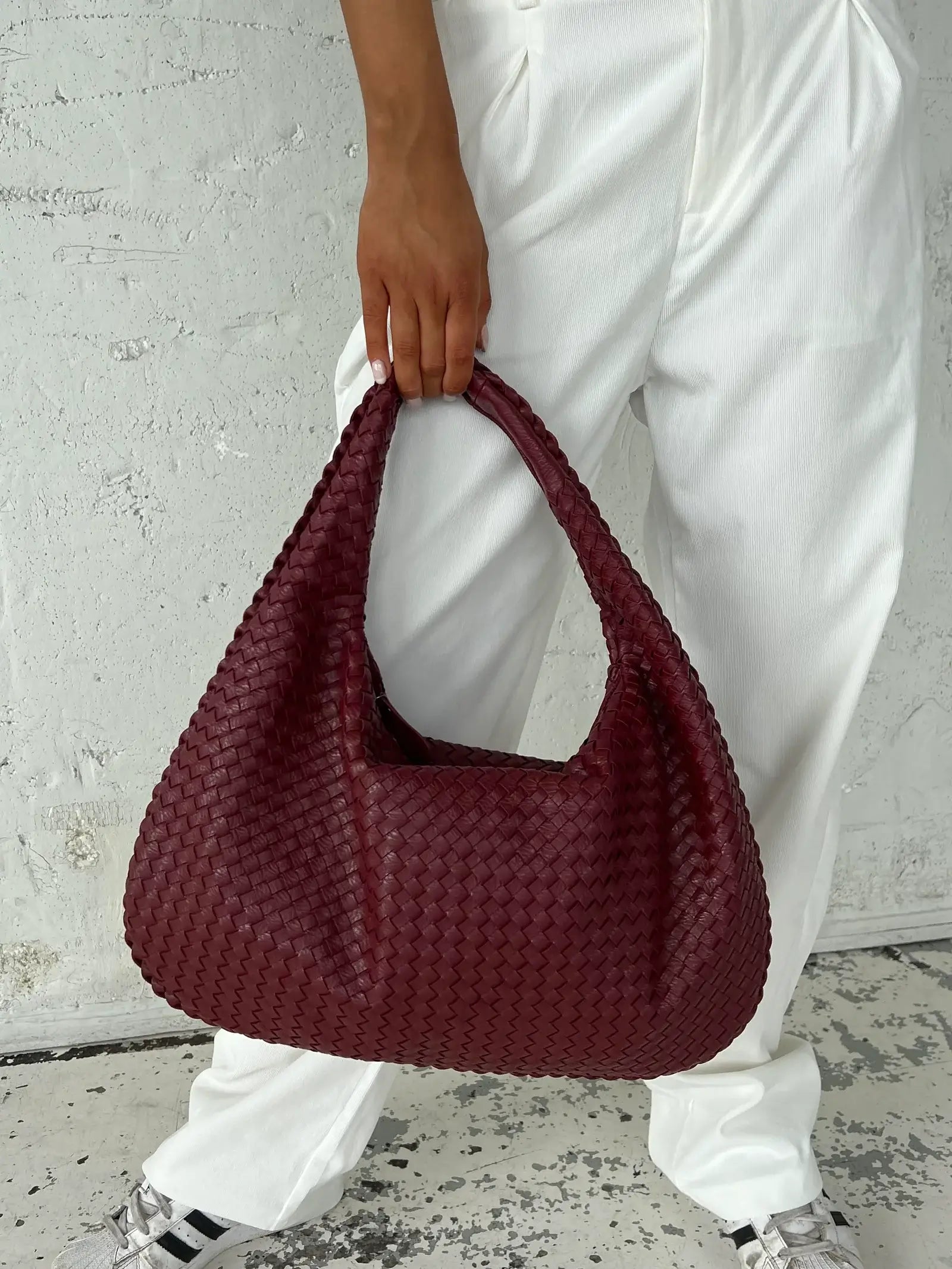 Geweven tas - Slouchy hobo-tas met één schouderband voor dames-Boutique Moda