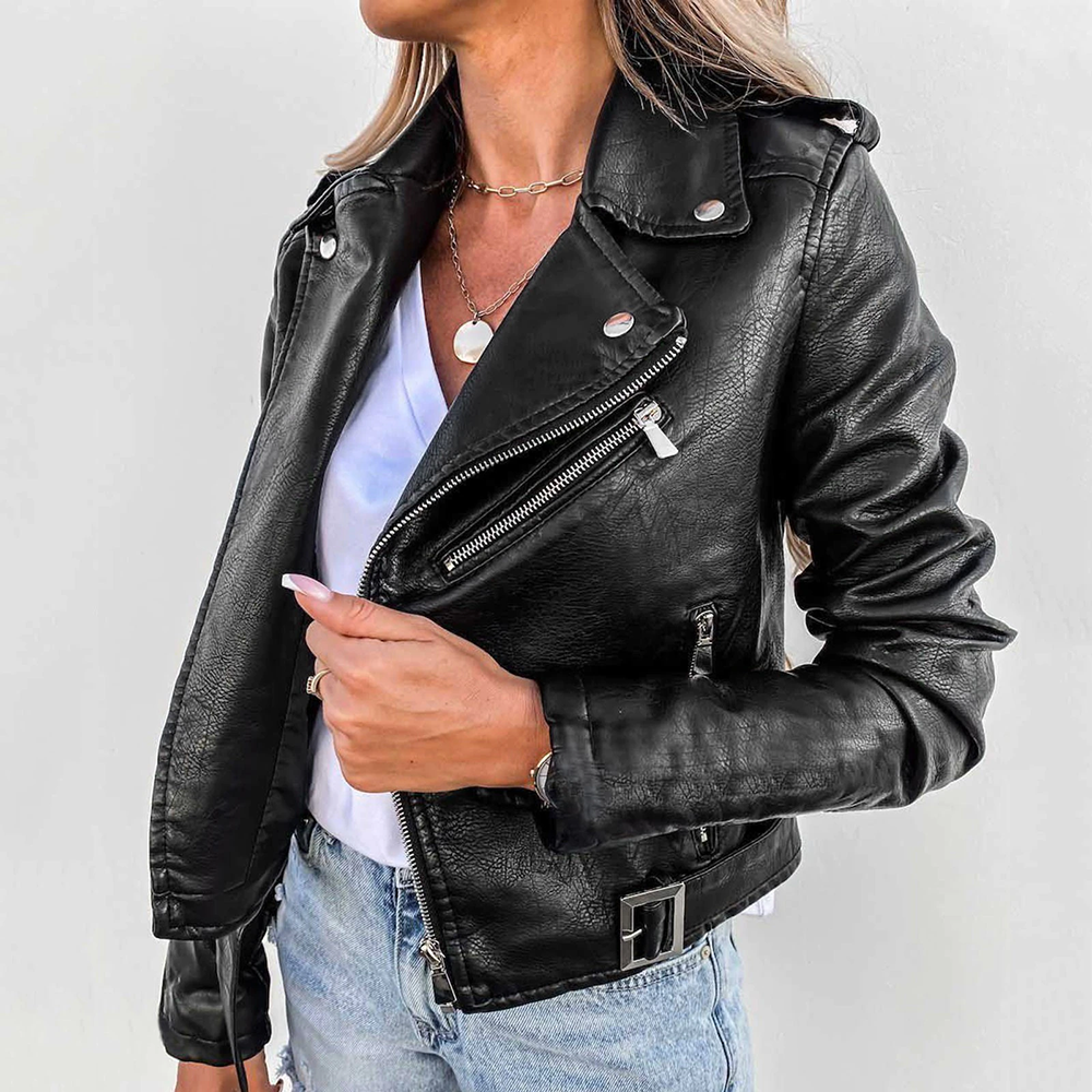 Grace Leather Jacket | Voeg wat extra's toe aan je outfit met dit stijlvolle leren jack-Boutique Moda