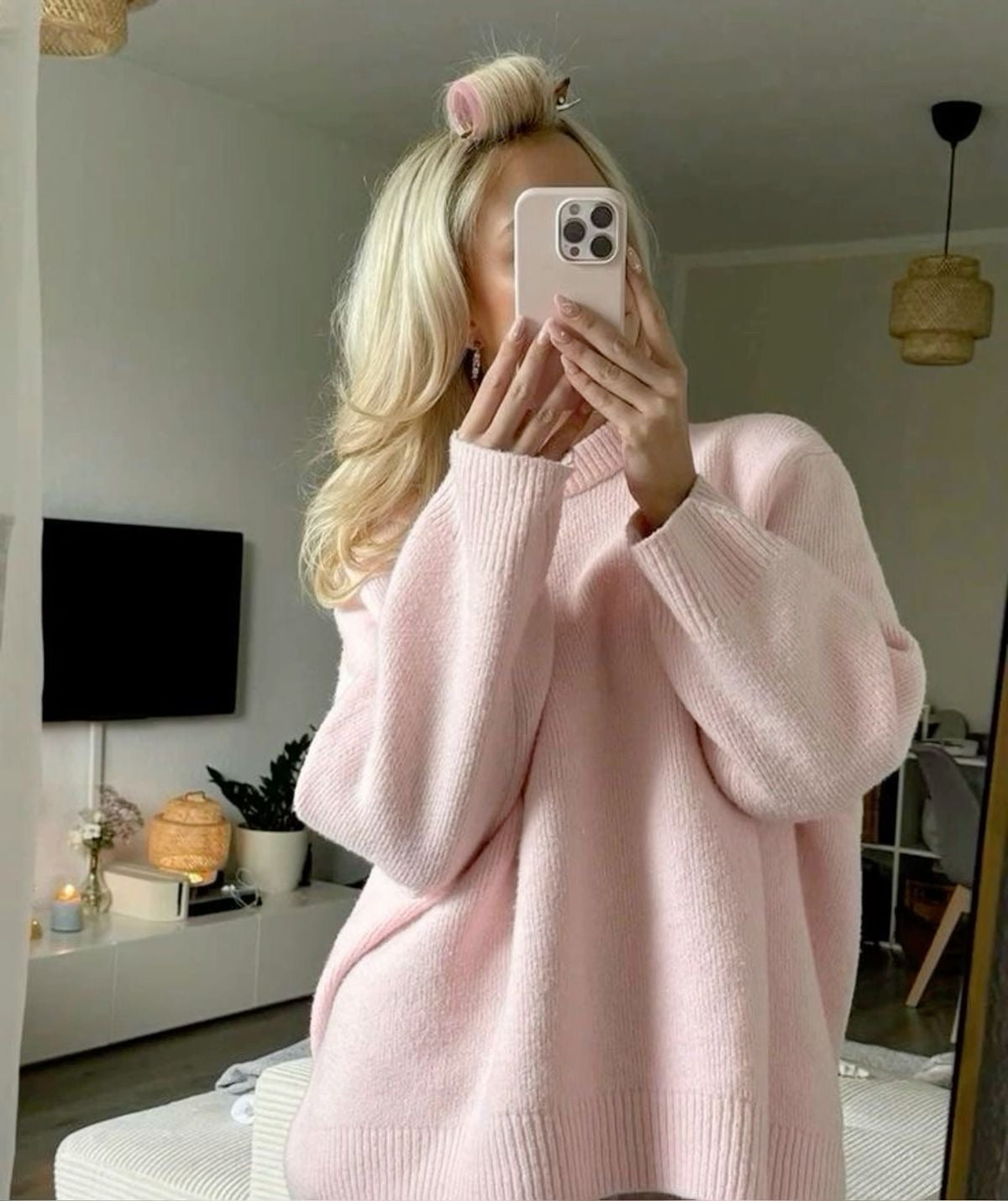 Grote trui | Roze | Warm | Gebreide trui | Dameskleding-Boutique Moda