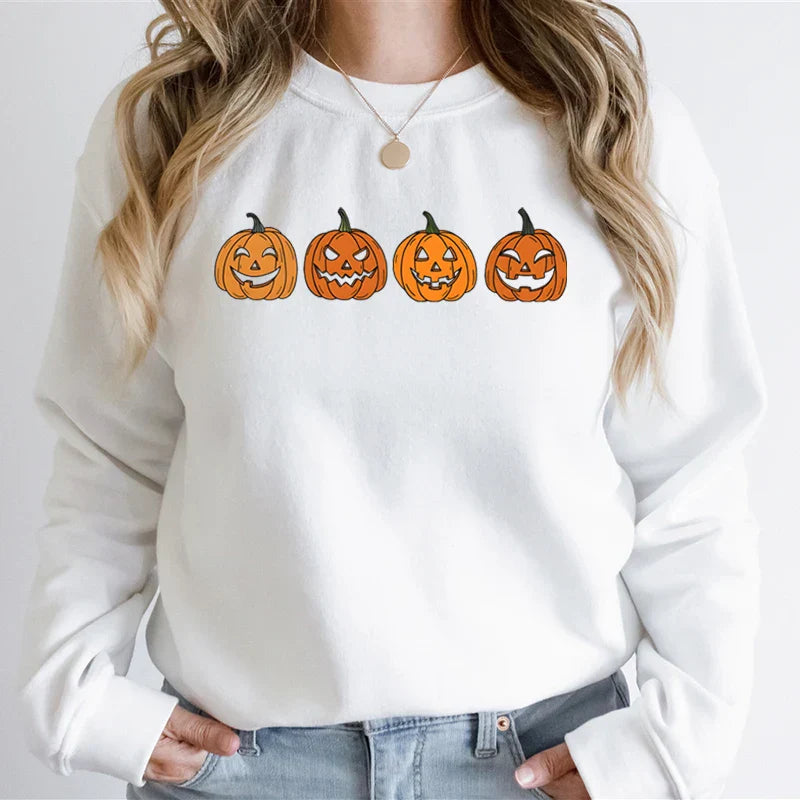 Halloween-trui - Zwart-witte pompoentrui voor dames-Boutique Moda