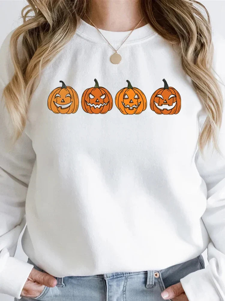 Halloween-trui - Zwart-witte pompoentrui voor dames-Boutique Moda