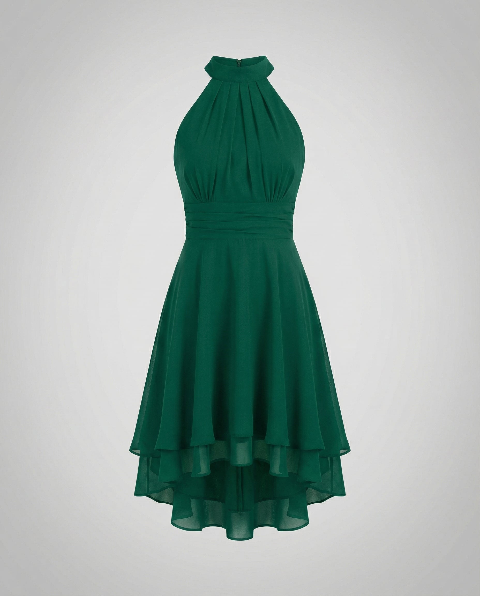 Halterjurk – soepel vallend – A-lijn – cocktailjurk – chiffonjurk-Boutique Moda