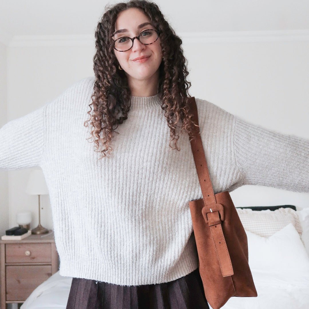 Handtas Dames | Vegan Suède | Grote Shopper Cognac-Boutique Moda