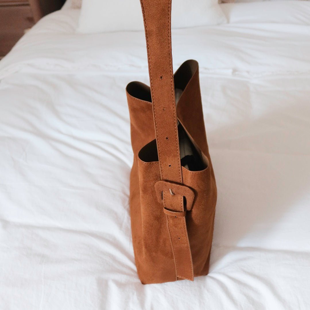 Handtas Dames | Vegan Suède | Grote Shopper Cognac-Boutique Moda