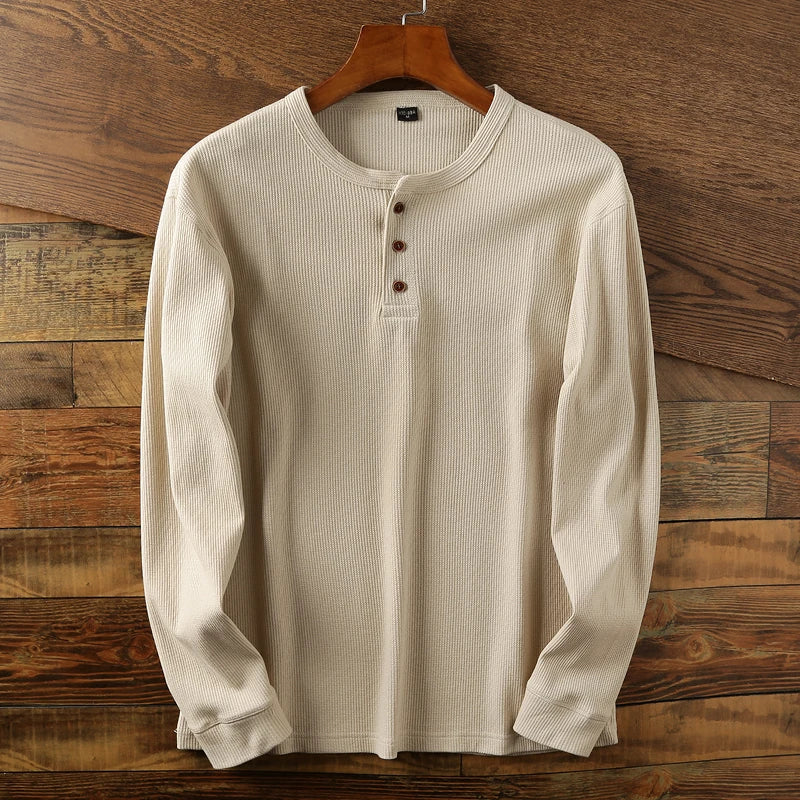 Henley Shirt – Casual T-shirt met lange mouwen en knoopsluiting voor heren-Boutique Moda