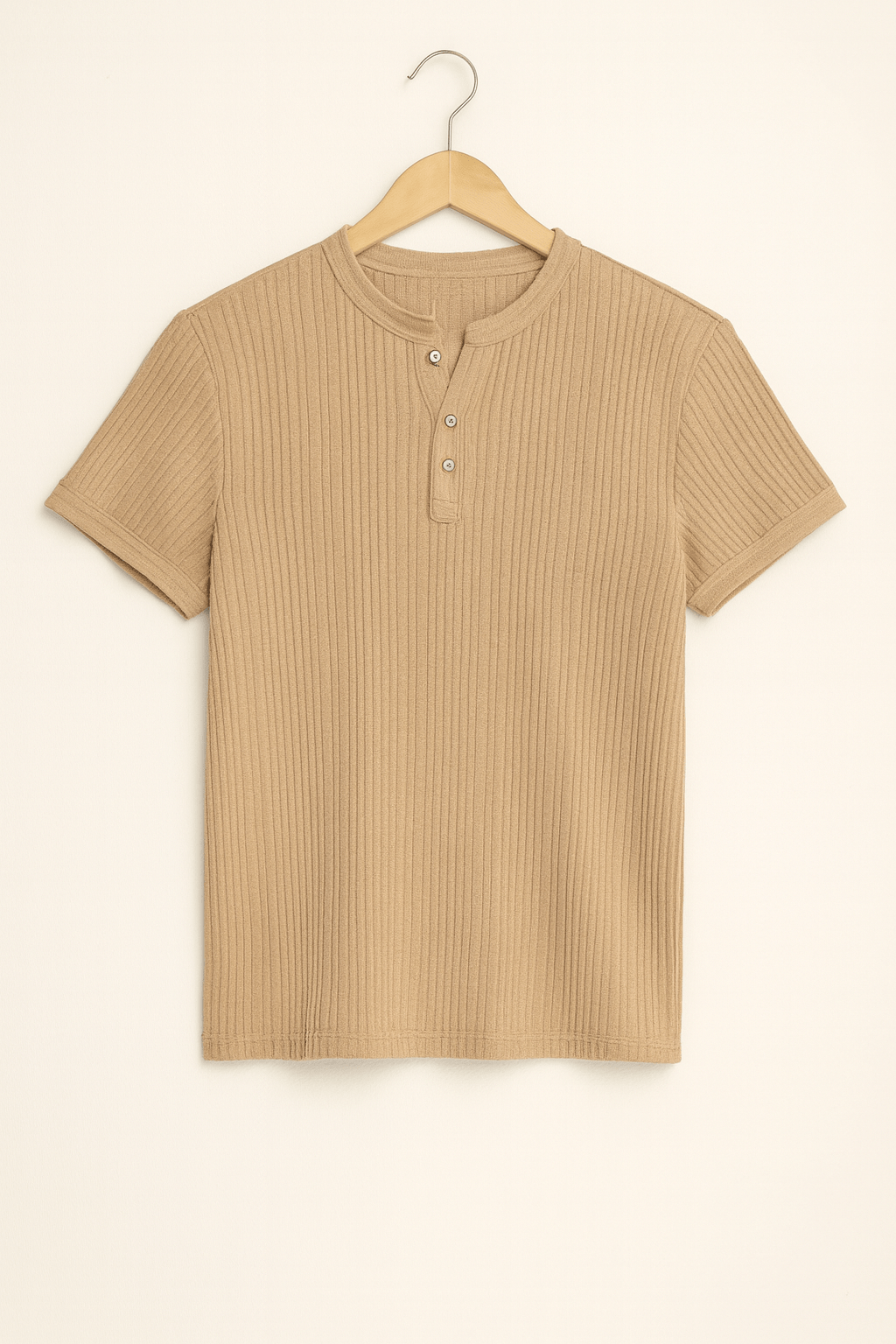 Henley-T-shirt | Geribbeld | Smal gesneden | Gebreid T-shirt | Herenhemd-Boutique Moda