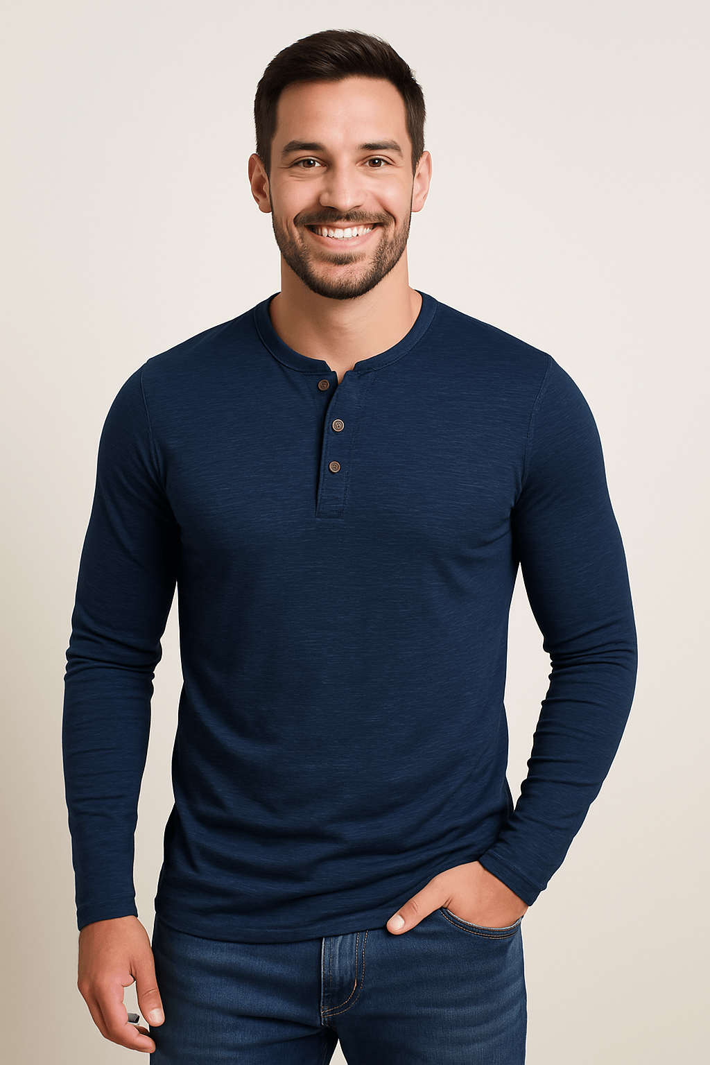 Henley-shirt - Casual T-shirt met lange mouwen voor heren-Boutique Moda