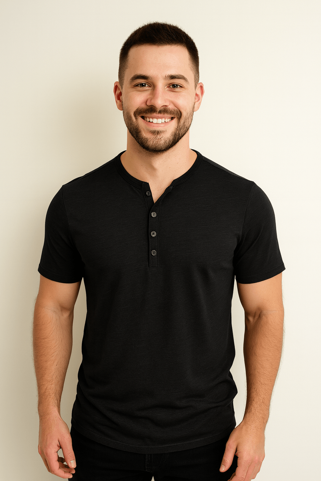 Heren T-shirt | Casual | Knoopsluiting | Henley T-shirt | Effen T-shirt-Boutique Moda