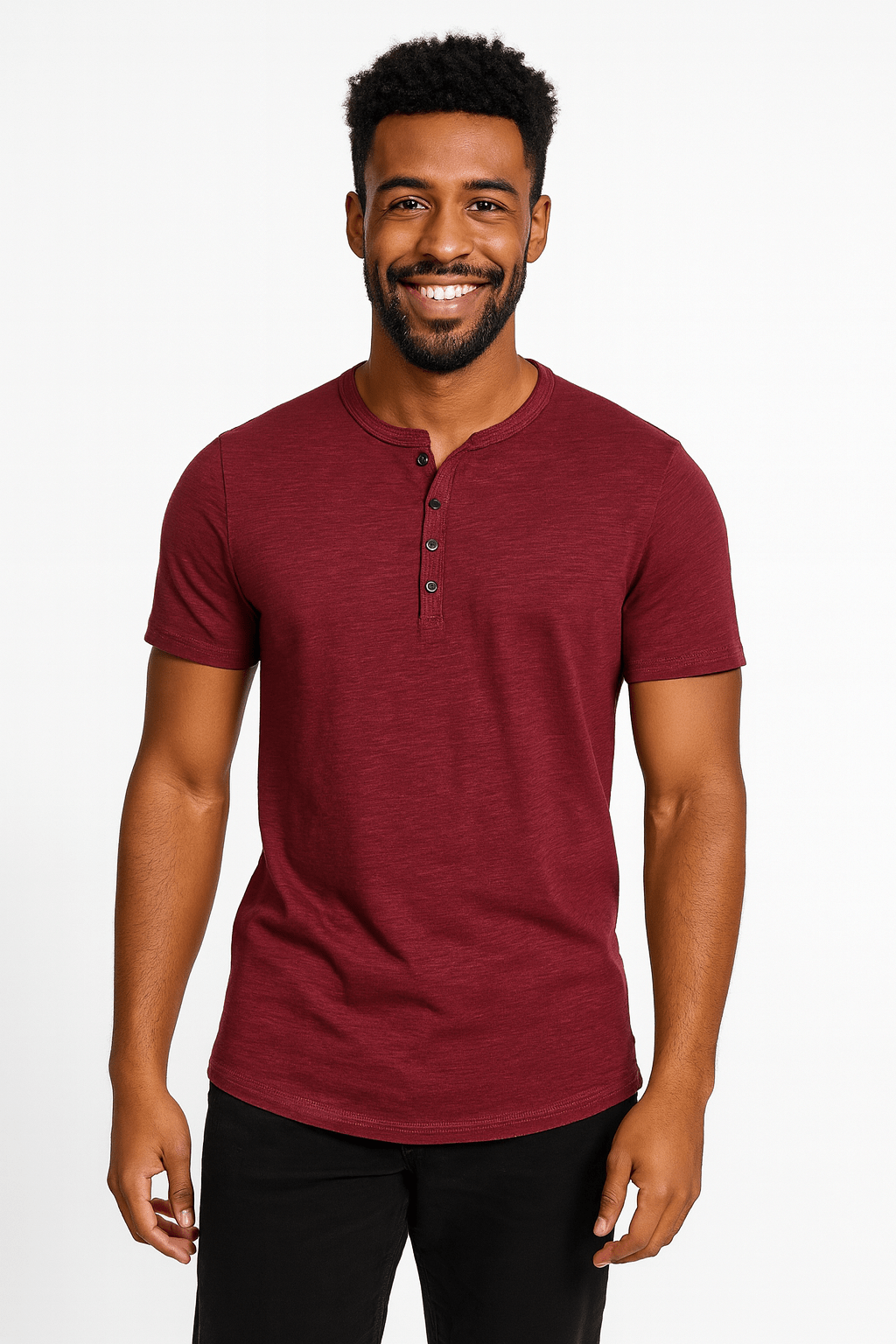 Heren T-shirt | Casual | Knoopsluiting | Henley T-shirt | Effen T-shirt-Boutique Moda