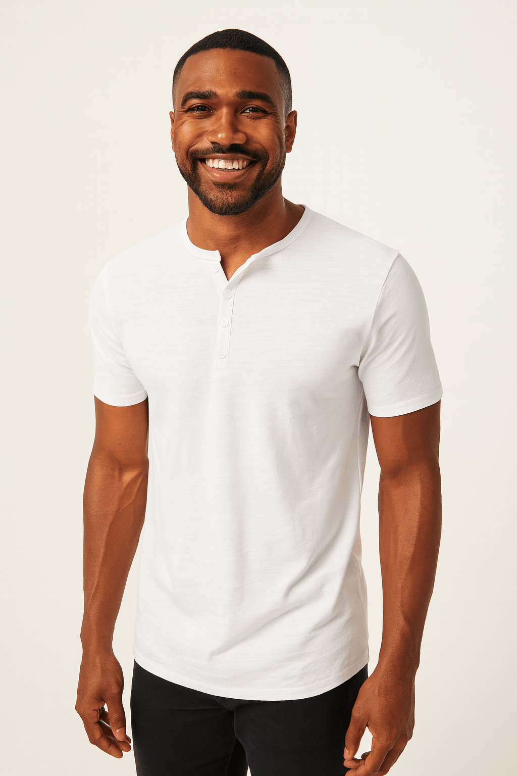 Heren T-shirt | Casual | Knoopsluiting | Henley T-shirt | Effen T-shirt-Boutique Moda