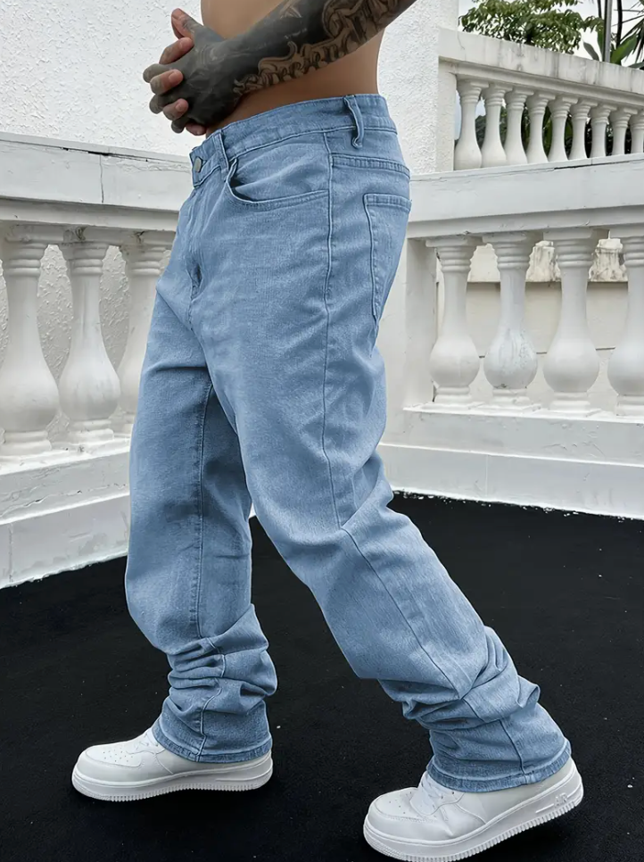 Herenjeans | Gestapeld | Gewassen | Baggy jeans | Loszittende jeans-Boutique Moda