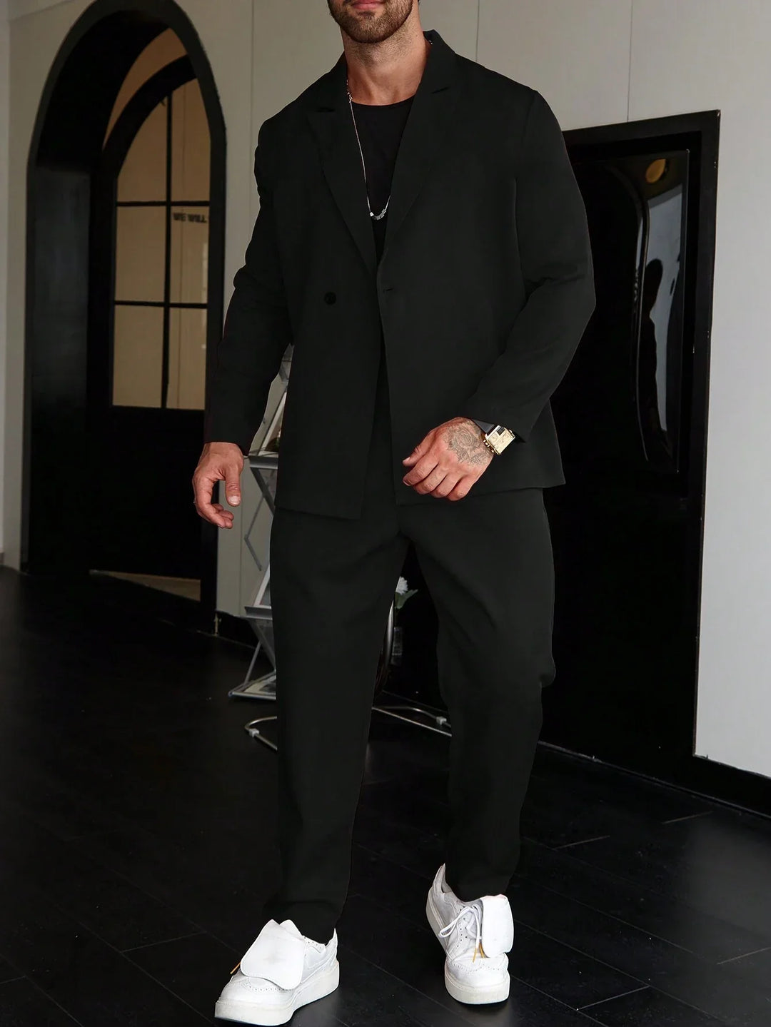 Herenpak | Relaxed Fit | Geplooide Broek | Blazer en Broek Set | Tweedelige Set Heren-Boutique Moda