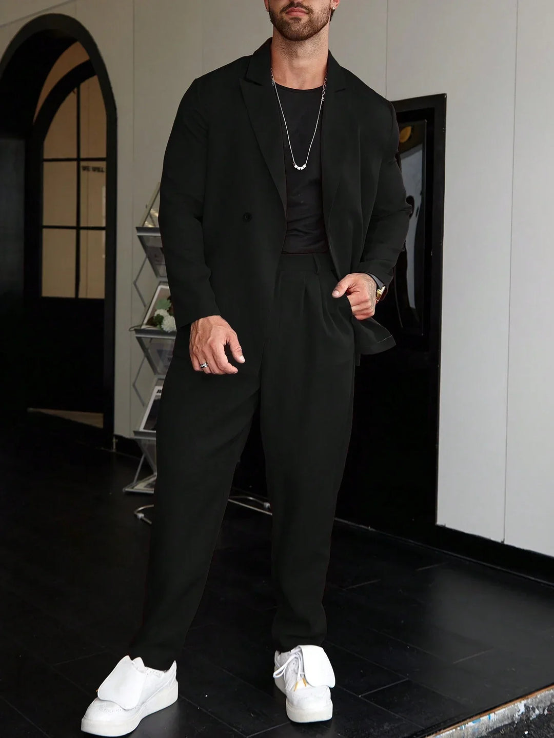 Herenpak | Relaxed Fit | Geplooide Broek | Blazer en Broek Set | Tweedelige Set Heren-Boutique Moda