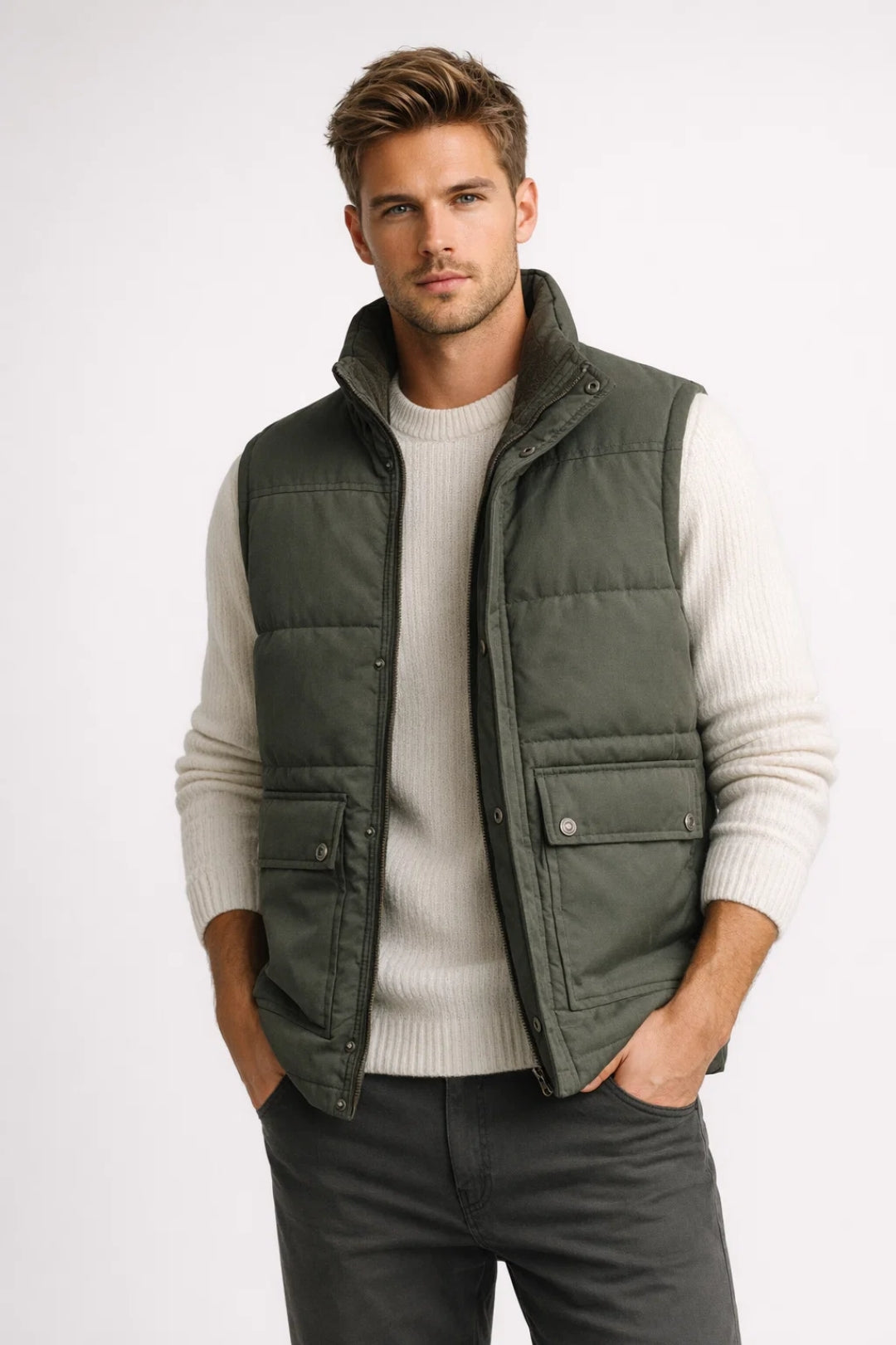 Herenvest - Gewatteerd - Zip-Up - Winter Vest - Bodywarmer-Boutique Moda