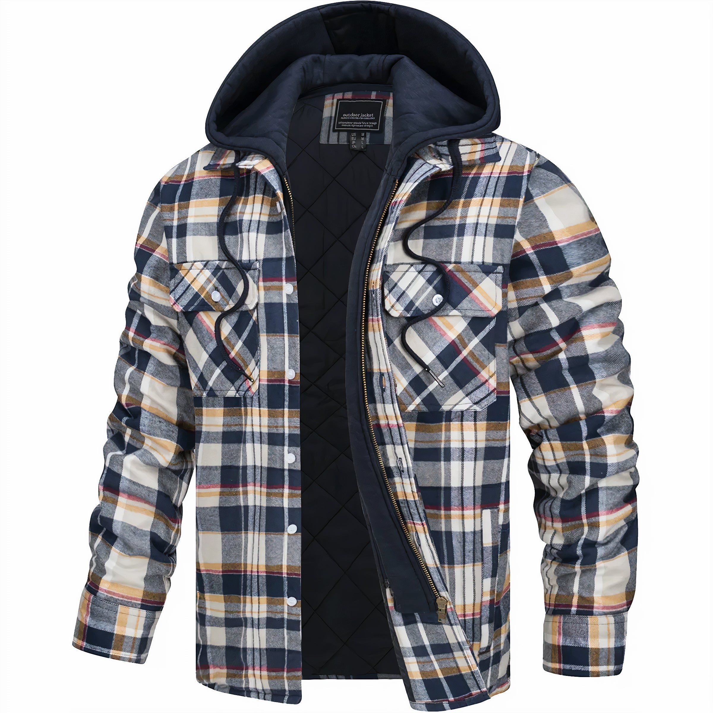 Hoodie Jas - Ruit - Gewatteerde Voering - Zip-Up Hoodie - Herenjas-Boutique Moda