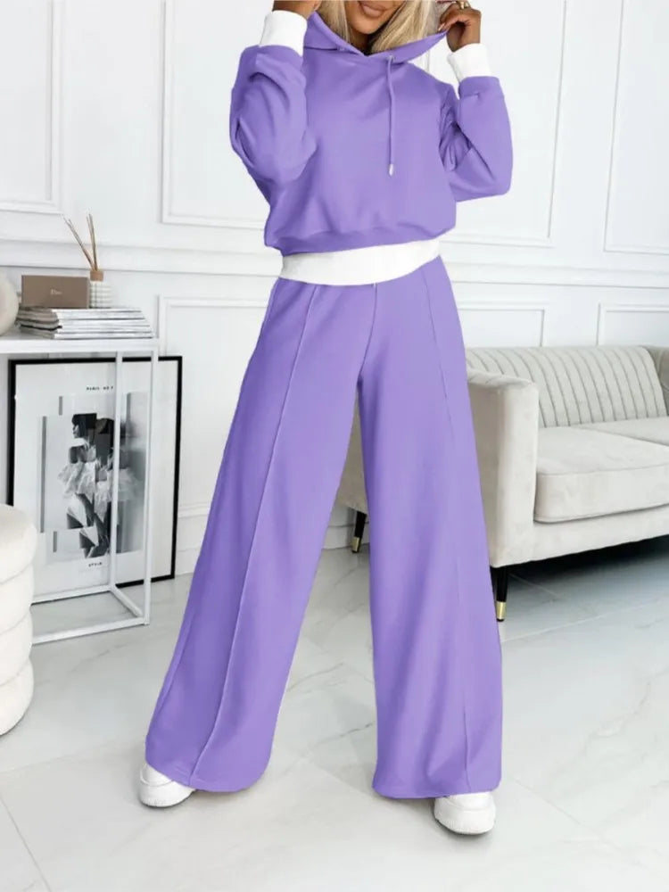 Hoodie en Jogger Set | Korte Hoodie | Wijde Pijpen | Joggingpak | Co-Ord Set Dames