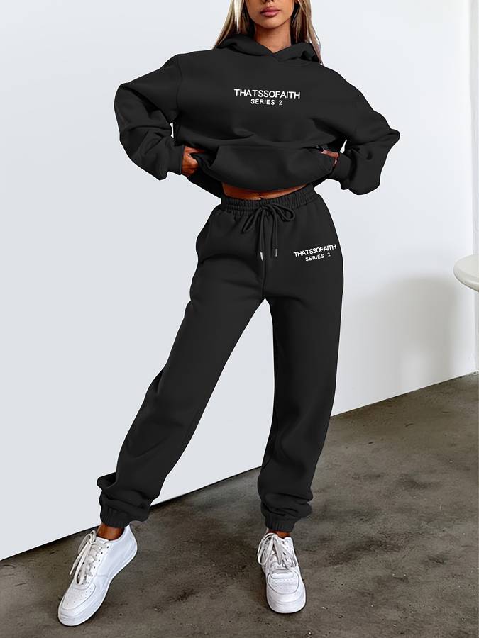 Hoodie en joggingbroek set | Trekkoord | Tweedelig | Joggingpak | Dames trainingspak-Boutique Moda
