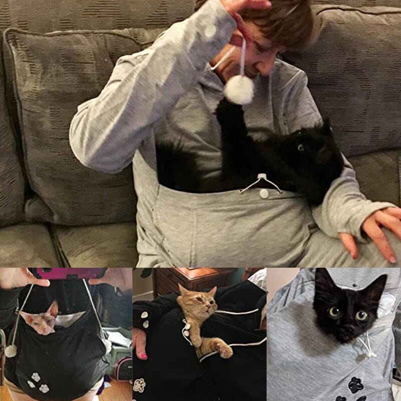 Hoodie met zak voor huisdieren | Lange mouwen | Draagtas voor huisdieren | Hoodie met kattenzak | Sweatshirt voor honden-Boutique Moda