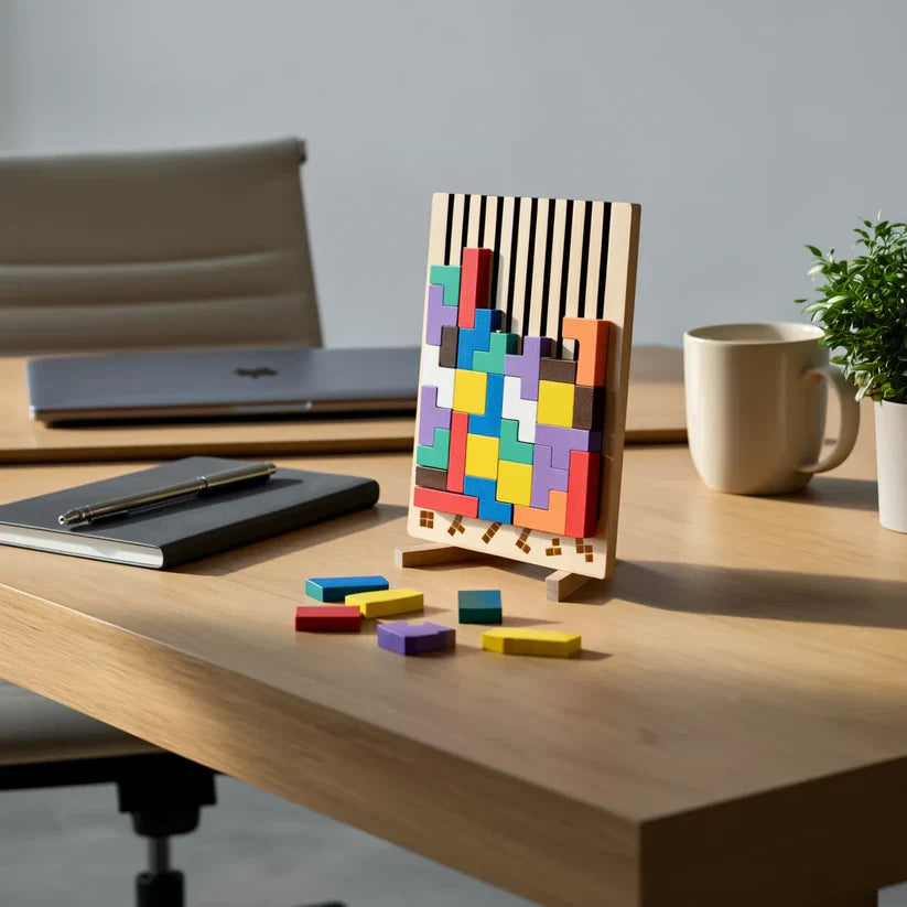 Houten Tetris Puzzelbord – Breinbreker Tetris Spel-Boutique Moda