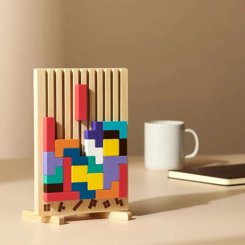Houten Tetris Puzzelbord – Breinbreker Tetris Spel-Boutique Moda