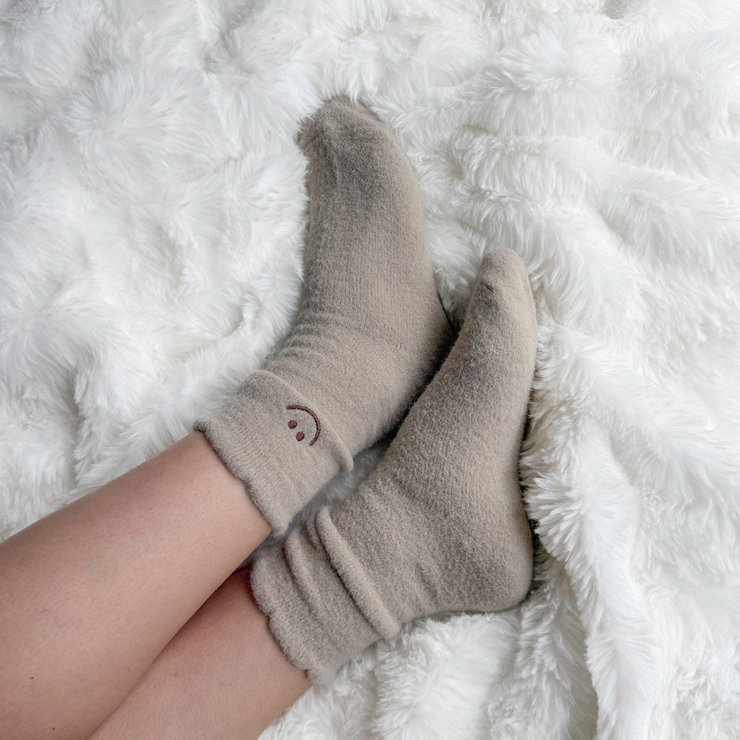 Huissokken Dames | Pluizig Smiley | 6 Paar per Set-Boutique Moda