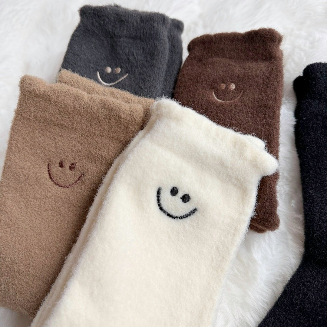 Huissokken Dames | Pluizig Smiley | 6 Paar per Set-Boutique Moda