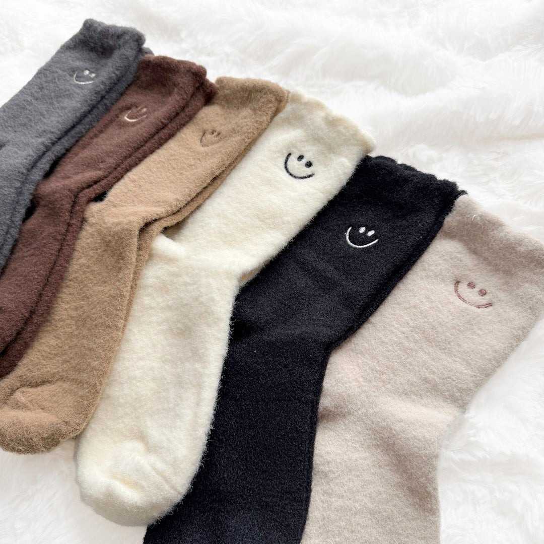 Huissokken Dames | Pluizig Smiley | 6 Paar per Set-Boutique Moda