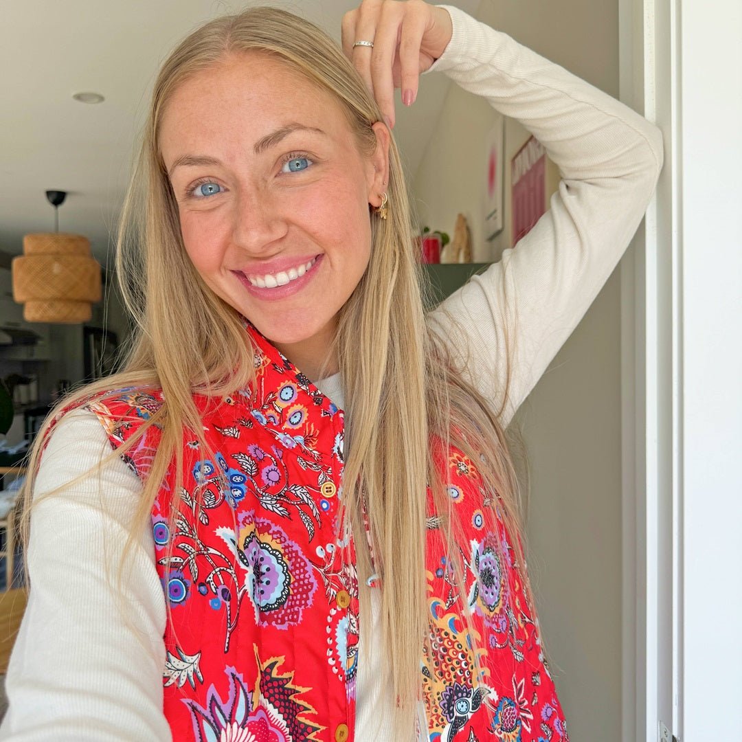 Bodywarmer Dames | Omkeerbaar Gewatteerd | Bloemenprint Mouwloos-Boutique Moda